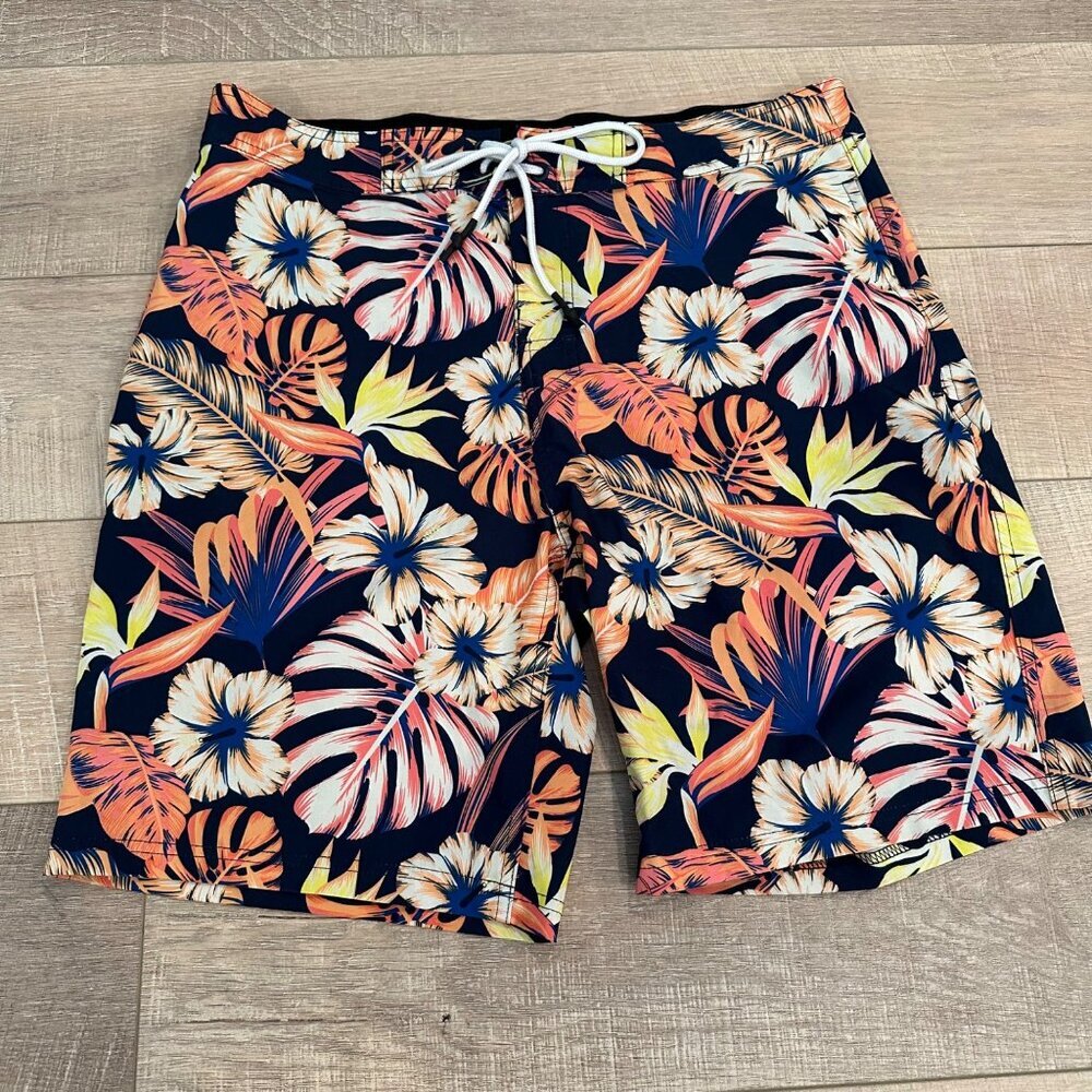 NO BOUNDARIES MENS TROPICAL FLORAL SWIM TRUNKS SIZE 32